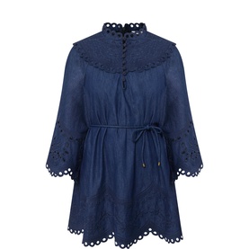 Mahon Broderie Mini Denim Dress