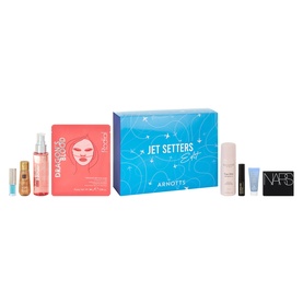 Beauty gift set containing face mask, mist spray, cleanser, mascara, lip colour and NARS powder compact