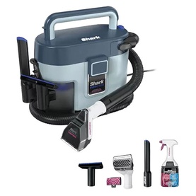 Shark EveryMess Portable 3-in-1 Stain Eliminator, Wet Vac and Dry Vac in blue-grey with hose, cleaning head and accessories included