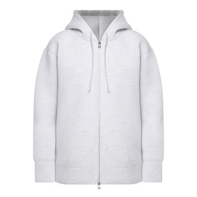 InWear Asvin Zip Hoodie in New Light Grey M, zip-up melange sweatshirt with drawstring hood, dropped shoulders and ribbed cuffs