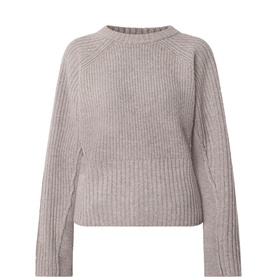 InWear Cinder Melange ribbed lambswool jumper with mock neck, raglan sleeves and cropped hem
