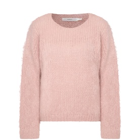InWear Pale Mauve mohair-blend chunky knit sweater with round neck and long sleeves