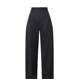 InWear black wide-leg high-waist trousers in wool-blend fabric with front pleats and belt loops.