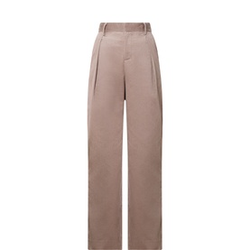 InWear cinder wide-leg trousers in cotton blend, featuring front pleats, high waist, and straight silhouette