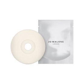 Jo Malone Lime Basil & Mandarin Car Diffuser Refill, cream disc-shaped refill pad with silver foil packaging