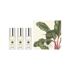 Jo Malone Veggies Travel Cologne Trio fragrance gift set with three cologne bottles and illustrated botanical box