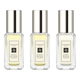 Jo Malone Veggies Travel Cologne Trio set of three miniature cologne bottles including Velvety Buttercup, Scarlet Beetroot and Carrot Blossom