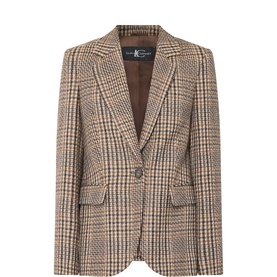 Houndstooth Single-Breasted Blazer