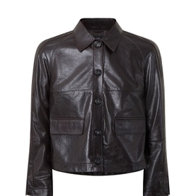 Truffle Glossy Leather Jacket