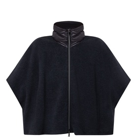 Padded-Collar Zip-Up Wool Cape