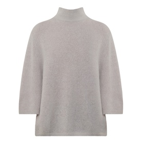 Luisa Cerano pearl alpaca-blend knitwear with mock turtleneck and three-quarter sleeves, relaxed boxy fit