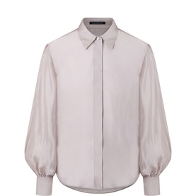 Sheer Detachable-Tie Blouse