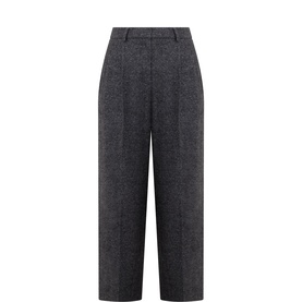 Marled Pleated Tapered Leg Trousers