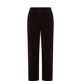Velvet Barrel Leg Cropped Trousers