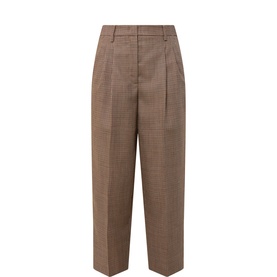 Glen Check Tapered Cropped Trousers