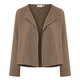 Masai Slate Black open-front cardigan in cotton-viscose blend, featuring a wide lapel collar and relaxed boxy silhouette