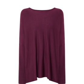 Masai Fanasi Loose Sweater in burgundy, round neckline, long sleeves, curved hemline, relaxed oversized fit