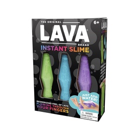 Nee Doh Lava Instant Slime Three-Pack Fidget Toy, multicoloured green, blue and purple slime set in branded box