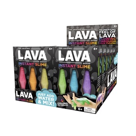 Nee Doh Lava Instant Slime Three-Pack Fidget Toy, multi-coloured assorted slime kits in display box, just add water and mix