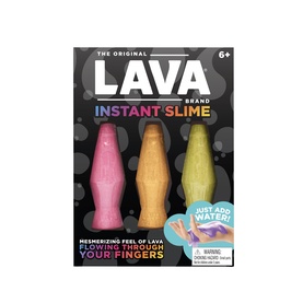 Nee Doh Lava Instant Slime Three-Pack Fidget Toy in multi, featuring three assorted colour slime mixtures in pink, orange, and yellow-green.