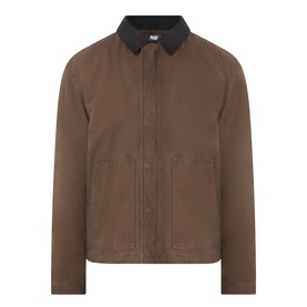 Paige Casual Jacket in Pinecone brown, 100% cotton with contrast dark collar and zip-through front fastening