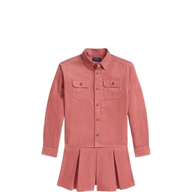 Pony Logo Corduroy Shirt & Skirt Two-Piece Set