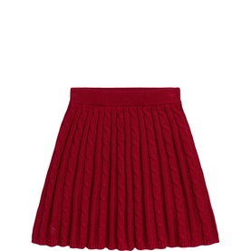 Pony Logo Cable Knitted Flared Skirt