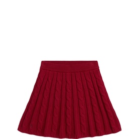 Pony Logo Cable Knitted Flared Skirt