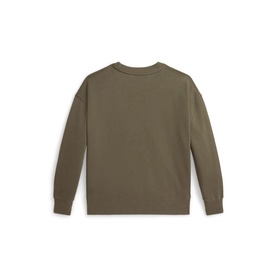 Ralph Lauren children's Cruise Olive sweat top, back view showing ribbed cuffs and hem, crew neckline