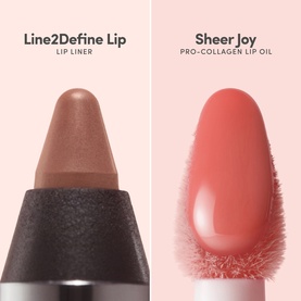 Trinny London The Lip Reset Kit featuring Line2Define Lip Liner in nude and Sheer Joy Pro-Collagen Lip Oil in coral-pink