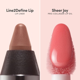 Trinny London The Lip Reset Kit featuring Line2Define Lip Liner in nude and Sheer Joy Pro-Collagen Lip Oil in coral-pink