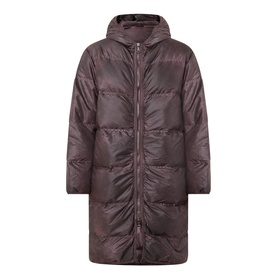 Transit rust longline hooded puffer coat in polyester, zip fastening, quilted panels, no model