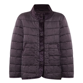 Transit Choco quilted silk jacket with button front, funnel neck, and front patch pockets