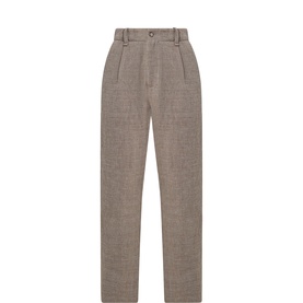 Linen-Wool Straight Leg Trousers