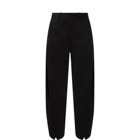 Transit black wide-leg trousers with tapered hem vents, high waist, belt loops, in lyocell-modal-cotton blend