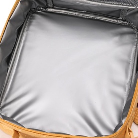 Trixie orange insulated bag interior showing silver-grey thermal lining and structured base