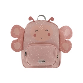 Trixie pink butterfly children's backpack with embroidered face, 3D wings, front zip pocket, and top grab handle