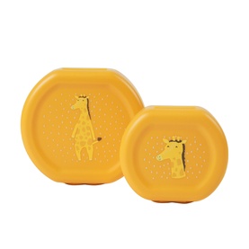 Trixie orange giraffe-print snack boxes set of two, nested together, in graduated sizes