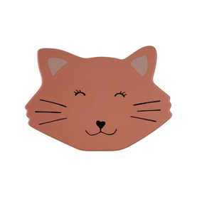 Trixie pink cat face-shaped lunch box with smiling expression, pointed ears, and whisker details