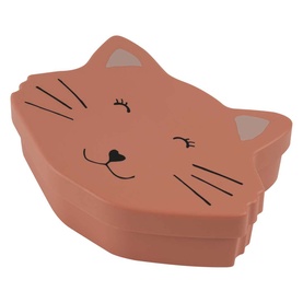 Trixie pink cat-shaped lunch box with winking face detail and grey ear accents, stacked two-tier design