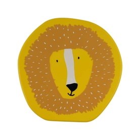 Trixie Lion Lunch Box in orange, shaped as a lion face with yellow mane, brown features and white dot detailing
