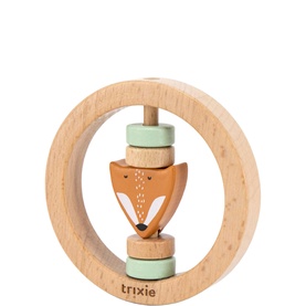 Mr. Fox Wooden Round Rattle