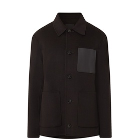 Yves Salomon Casual Jacket in Merisier, button-front with contrast chest pocket and lower patch pockets