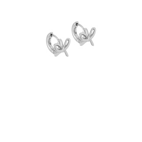 Kate Spade Girlie Pearlie Bow Huggies in silver-tone, huggie-style earrings with bow silhouette and snap-post closure
