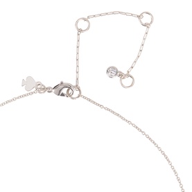 Kate Spade clear/silver plated metal necklace with cubic zirconia detail, lobster clasp fastening and adjustable chain close-up