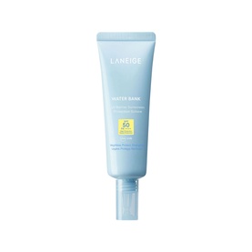 Laneige Water Bank Hydro Sunscreen SPF50 in light blue tube with yellow SPF label, slim nozzle cap