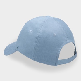 Lululemon steel blue baseball cap, rear view showing adjustable back strap and eyelets on structured crown