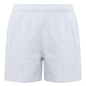 Lululemon women's shorts in Heathered Core Ultra Light Grey, elasticated waist and side pockets, fleece fabric
