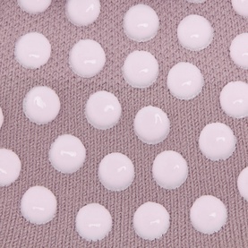 Lululemon Lotus Lavender socks close-up showing raised white polka dot texture on knit fabric