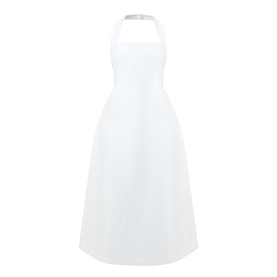 Odd Muse Cinched Halter Dress in white with structured bodice, halter neckline, cinched waist and midi-length skirt